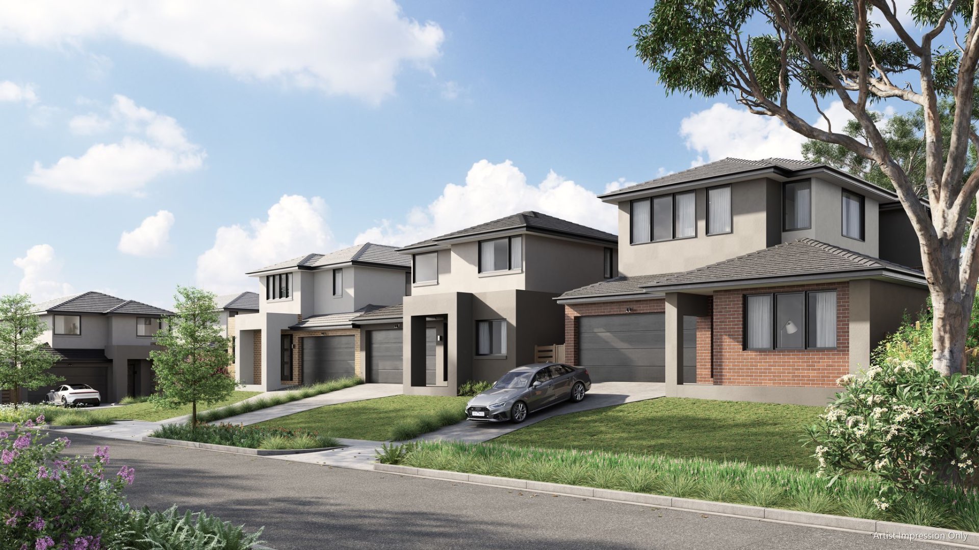 Modern off-the-plan townhouse development render in Melbourne